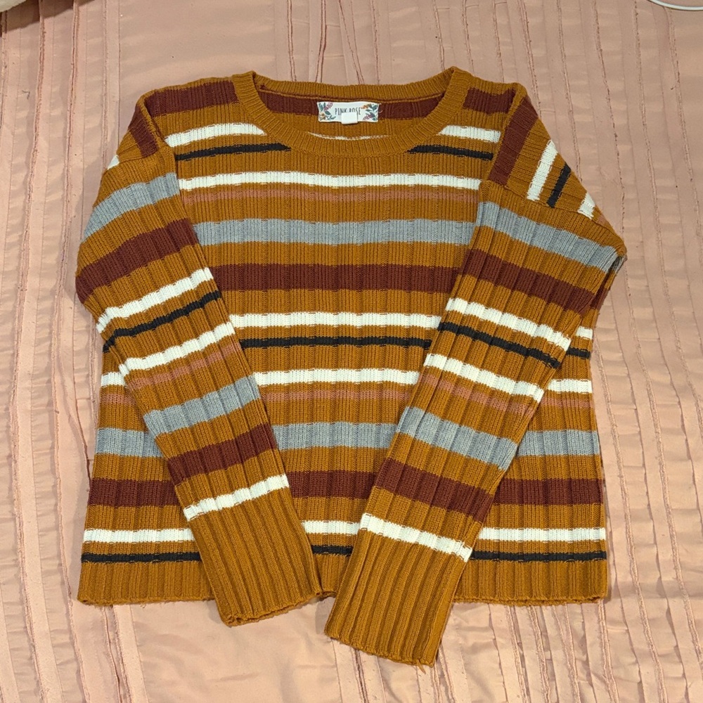 Pink Rose Multicolor Striped Sweater